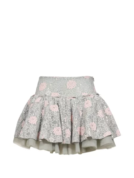 Fusta mini Mimi Wade cu model floral din dantelă gri