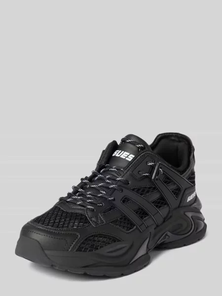 Sneakersy Guess z logo skórzane czarne