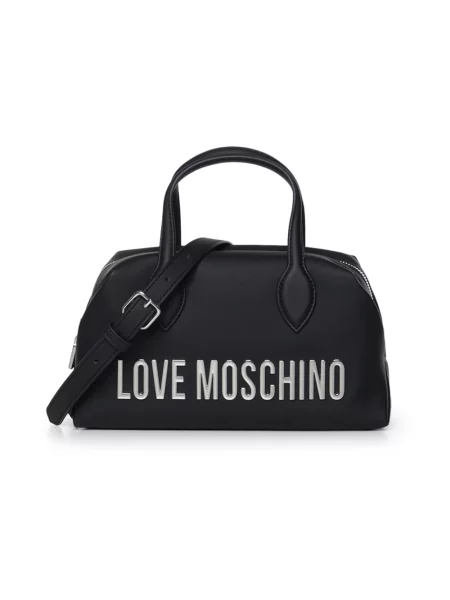 Torebka Love Moschino skórzana z logo czarna