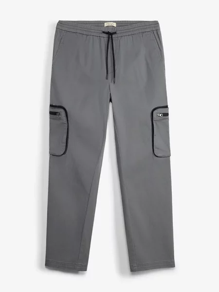Spodnie regular fit z praktycznymi straight szare