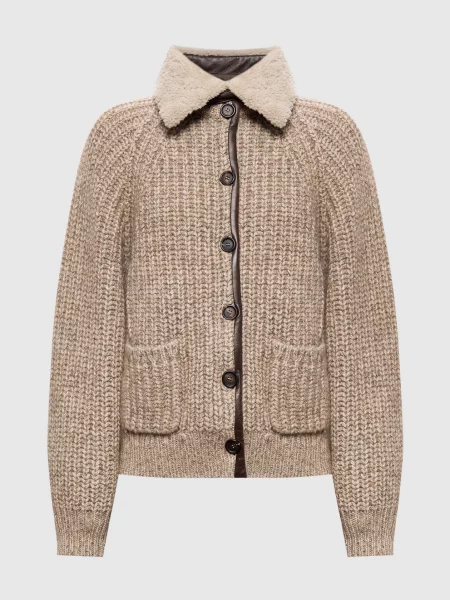 Кардиган з кашеміром Brunello Cucinelli бежевий