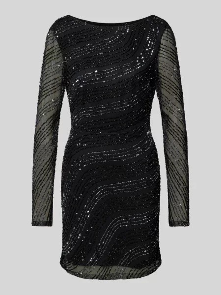 Sukienka koktajlowa z dekoltem w łódkę Lace & Beads czarna
