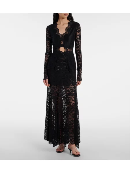 Top Rabanne din dantelă negru