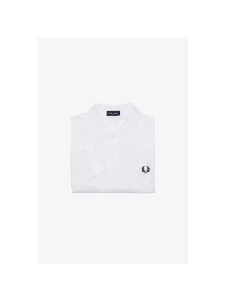Zwykła koszulka polo z długim rękawem Fred Perry biała