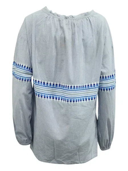 Bluză Lemlem cu broderie cu dungi albastru