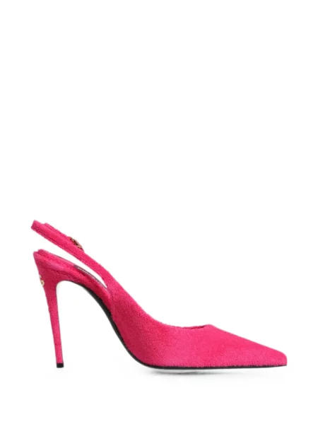 Pantofi cu toc Dolce & Gabbana slingback din material terry roz