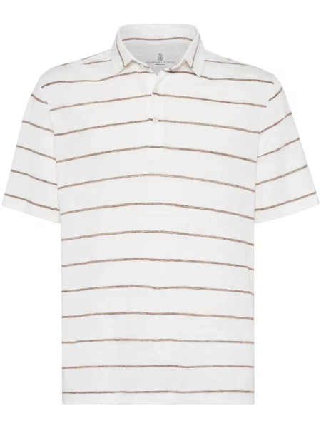 Lniana koszulka polo Brunello Cucinelli biała