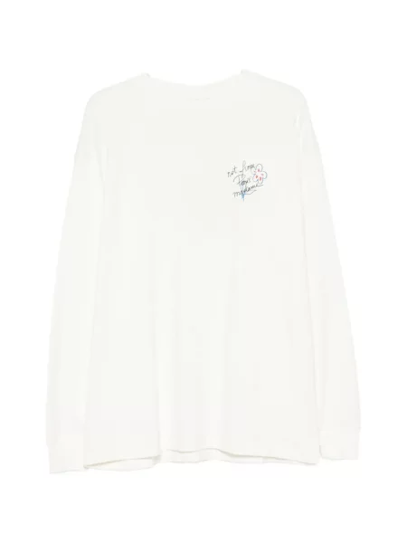 Lung tricou Drole De Monsieur cu imagine alb