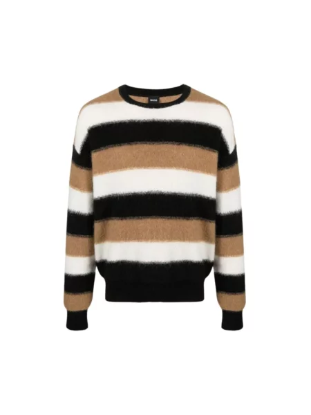 Dzianinowy sweter Hugo Boss z paskiem czarny