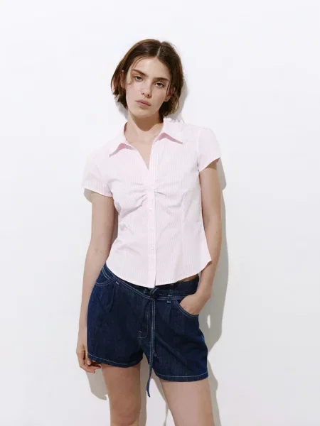 Pull&Bear Blúzka staroružová biela