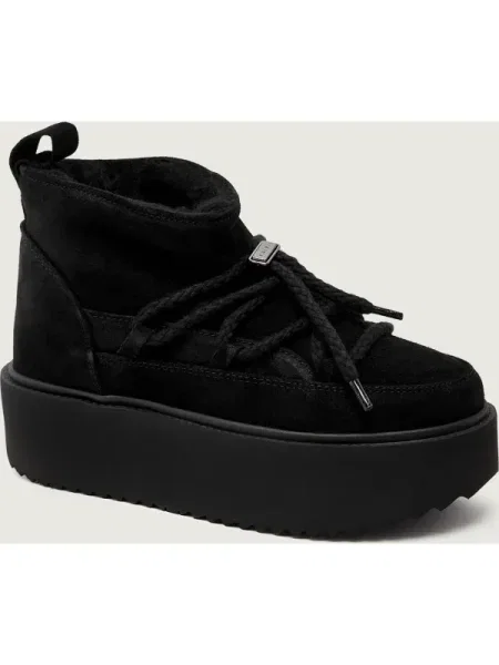 INUIKII Bocanci CLASSIC LOW PLATFORM | piele întoarsă negru