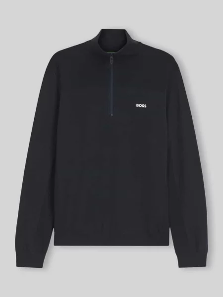 Sweter o kroju regular fit z dodatkiem żywej wełny model KN_Momentum-X QZ' Boss Green granatowy