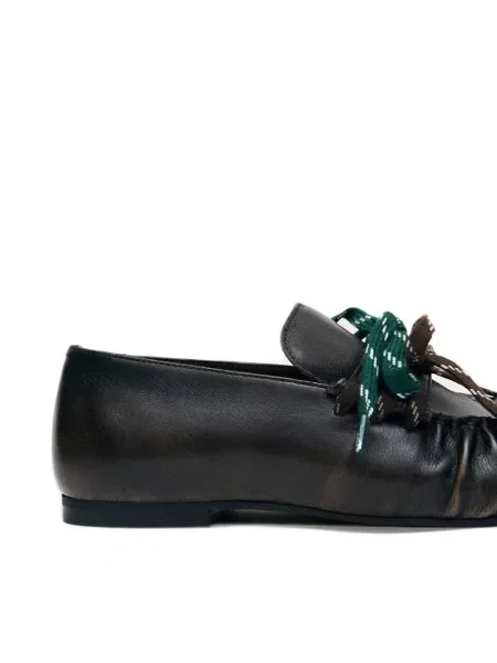 Δερμάτινα loafers Alohas με βολάν καφέ