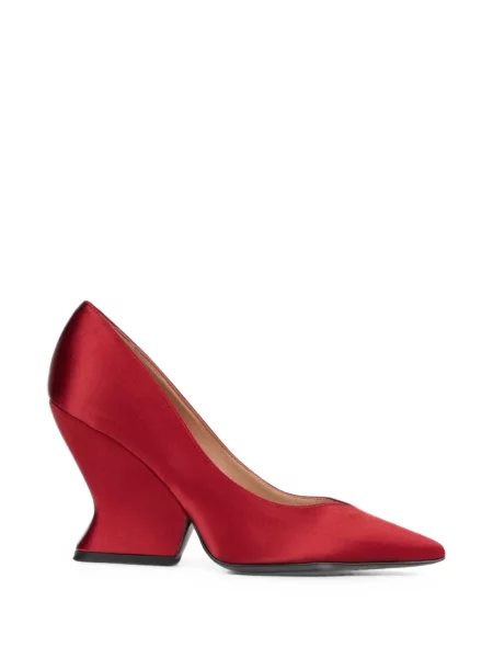 Pantofi cu toc Alberta Ferretti din satin roșu