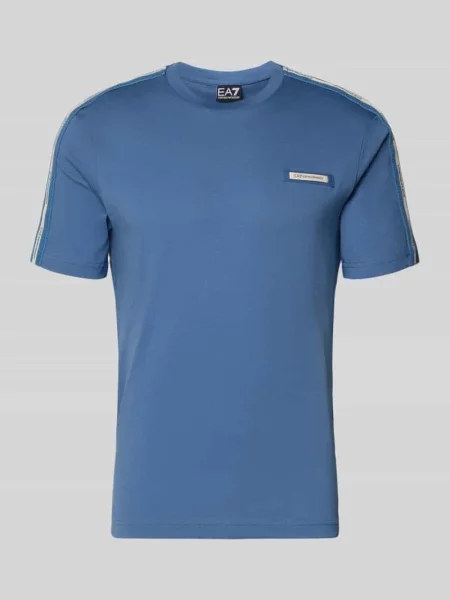 T-shirt z naszywką z logo i okrągłym dekoltem Ea7 Emporio Armani niebieska