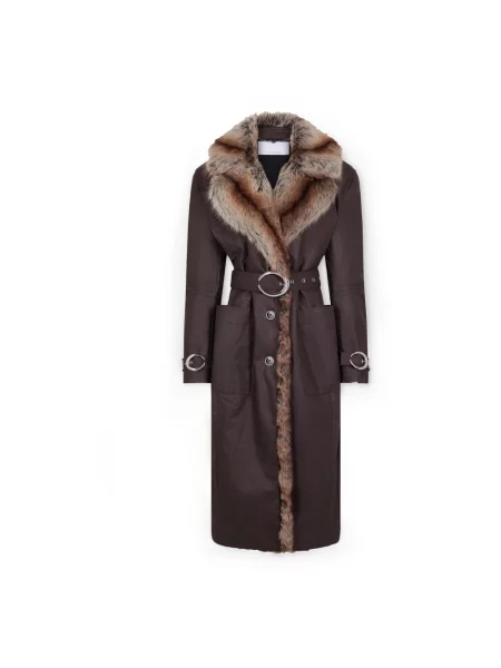 Sztuczne futro trencz Rabanne fioletowy