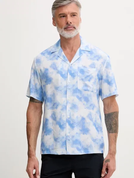 Karl Lagerfeld cămașă pentru bărbați cu vâscoză albastru