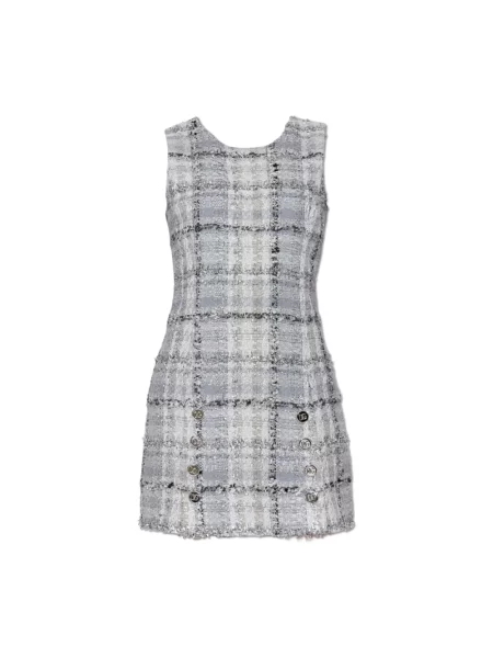Sukienka Dolce And Gabbana bez rękawów tweedowa szara