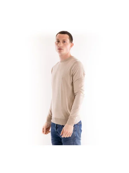 Dzianinowy sweter People Of Shibuya z okrągłym dekoltem beżowy