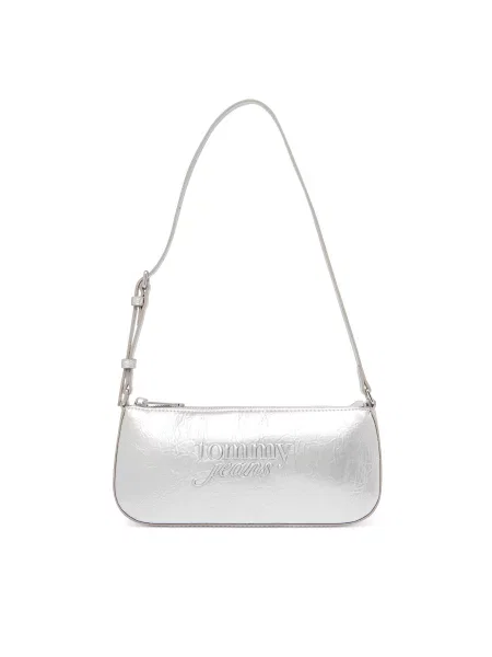Ročna torba Tommy Jeans Tjw Must Metallic Shoulder Bag Srebrna