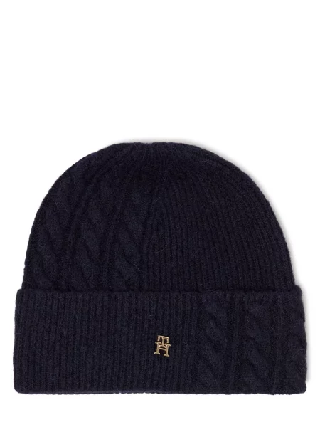 Tommy Hilfiger czapka z dodatkiem wełny granatowy niebieska