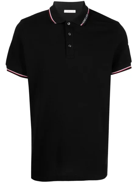 Polo Moncler cu dungi cu autograf negru