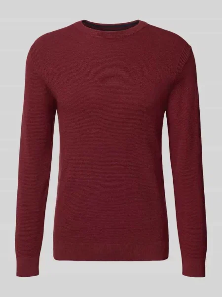 Sweter z dzianiny o kroju regular fit z czystej bawełny Tom Tailor bordowy