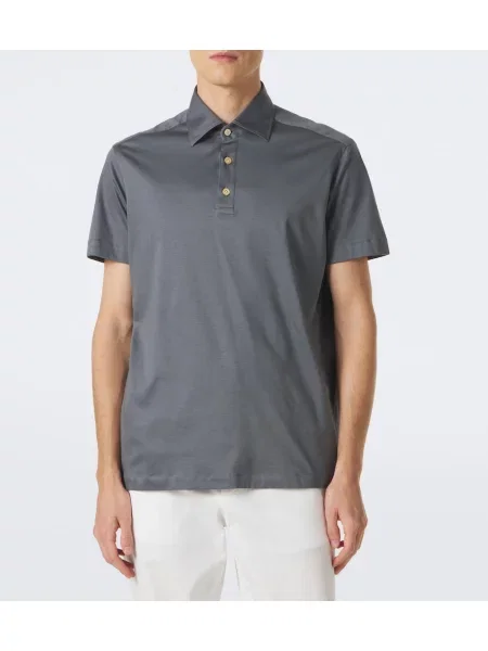 Tricou polo Kiton din jerseu gri