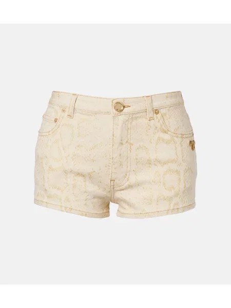 Pantaloni scurți din denim Roberto Cavalli cu imagine cu model piele de șarpe