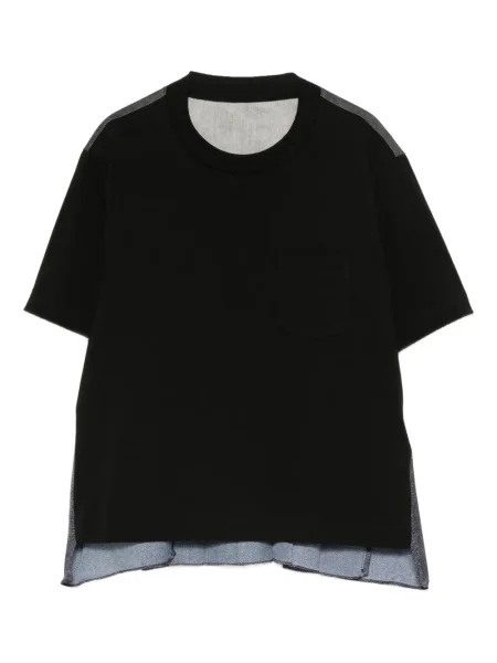 Tricou Sacai cu decolteu rotund negru
