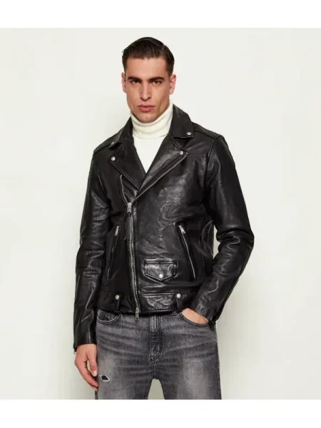 AllSaints Geacă de piele MILO negru