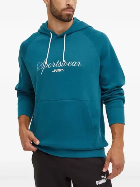 Hanorac cu glugă Puma cu autograf cu cordon albastru