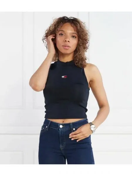 Tommy Jeans Top BADGE HIGH NECK TANK | Cropped Fit