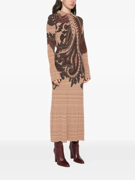 Με κολάρο μάξι φόρεμα Etro με σχέδιο paisley καφέ