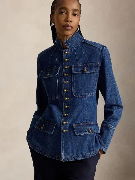Polo Ralph Lauren sacou cu un singur rând de pentru femei din denim
