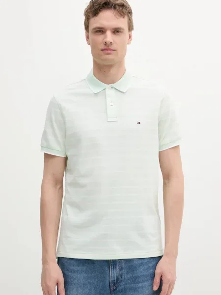 Polo z mešanico lana Tommy Hilfiger zelena