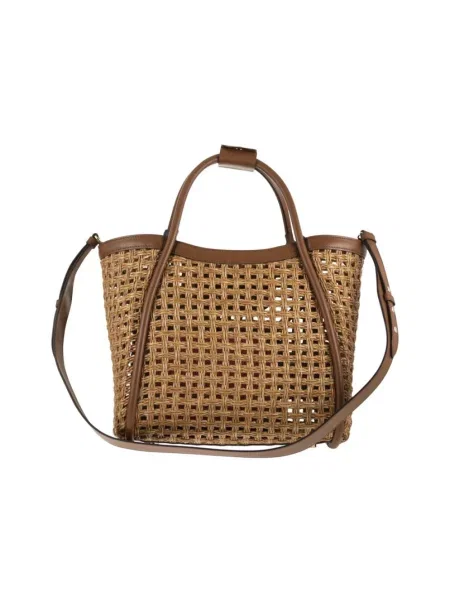 Shopperka Max Mara skórzana beżowa