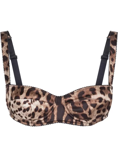 Sutien balconette Dolce & Gabbana din satin cu imagine cu model leopard