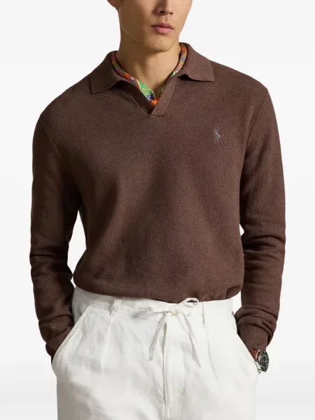 Tricou polo Polo Ralph Lauren cu autograf cu 5 buzunare în carouri gri