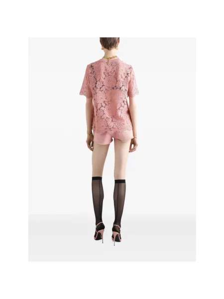 Koszulka Dolce And Gabbana koronkowa różowa