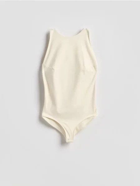 Reserved Гладкий боді вузького крою кремовий 