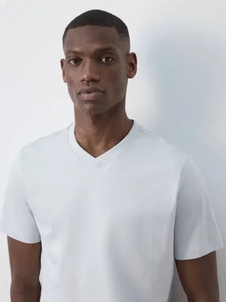 Koszulka slim fit bladozielony Mężczyzna XS MANGO MAN