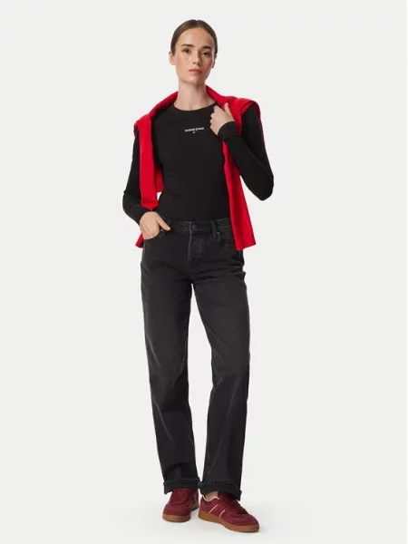 Tommy Jeans Džinsai Sophie Straight Fit juoda
