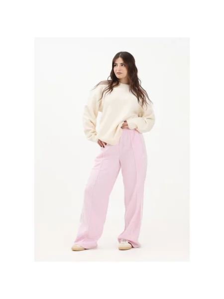 Moherowe spodnie Adidas Originals ze sznurkiem do biegania różowe
