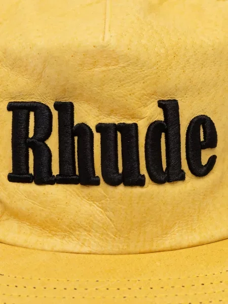 RHUDE Logo șapcă din piele pentru bărbați negru