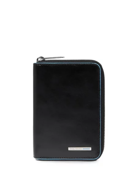Portofel Piquadro din piele cu autograf negru