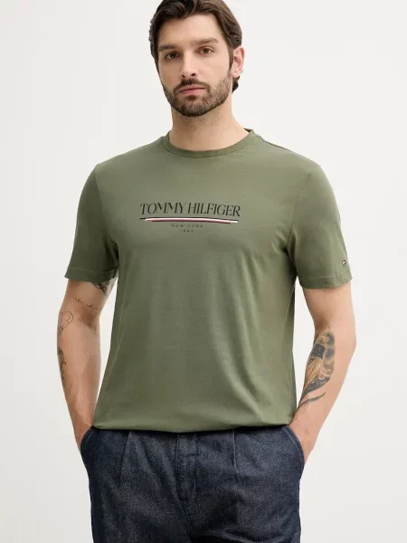 Тениска Tommy Hilfiger с принт зелено