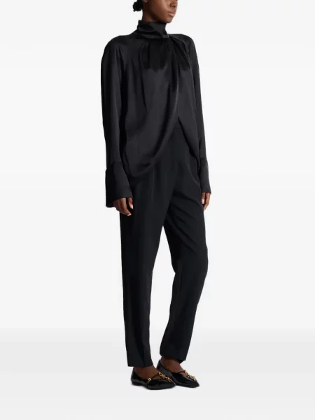 Bluză Balmain de mătase drapată negru