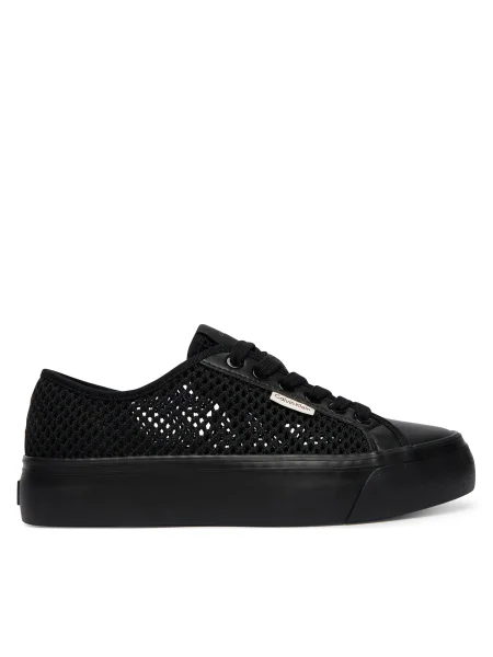 Calvin Klein Sneakersy Vulc Flatf Lace Up Lin Mesh čierna