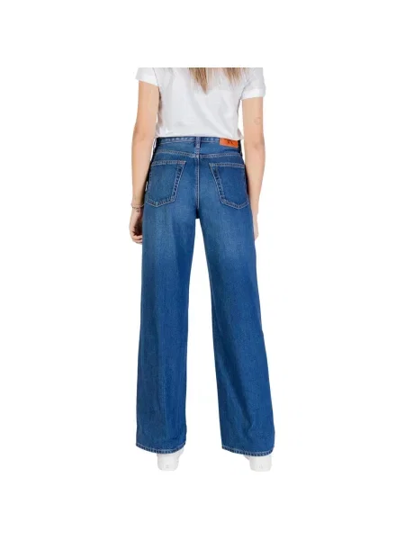 Blugi Calvin Klein Jeans cu talie joasă albastru